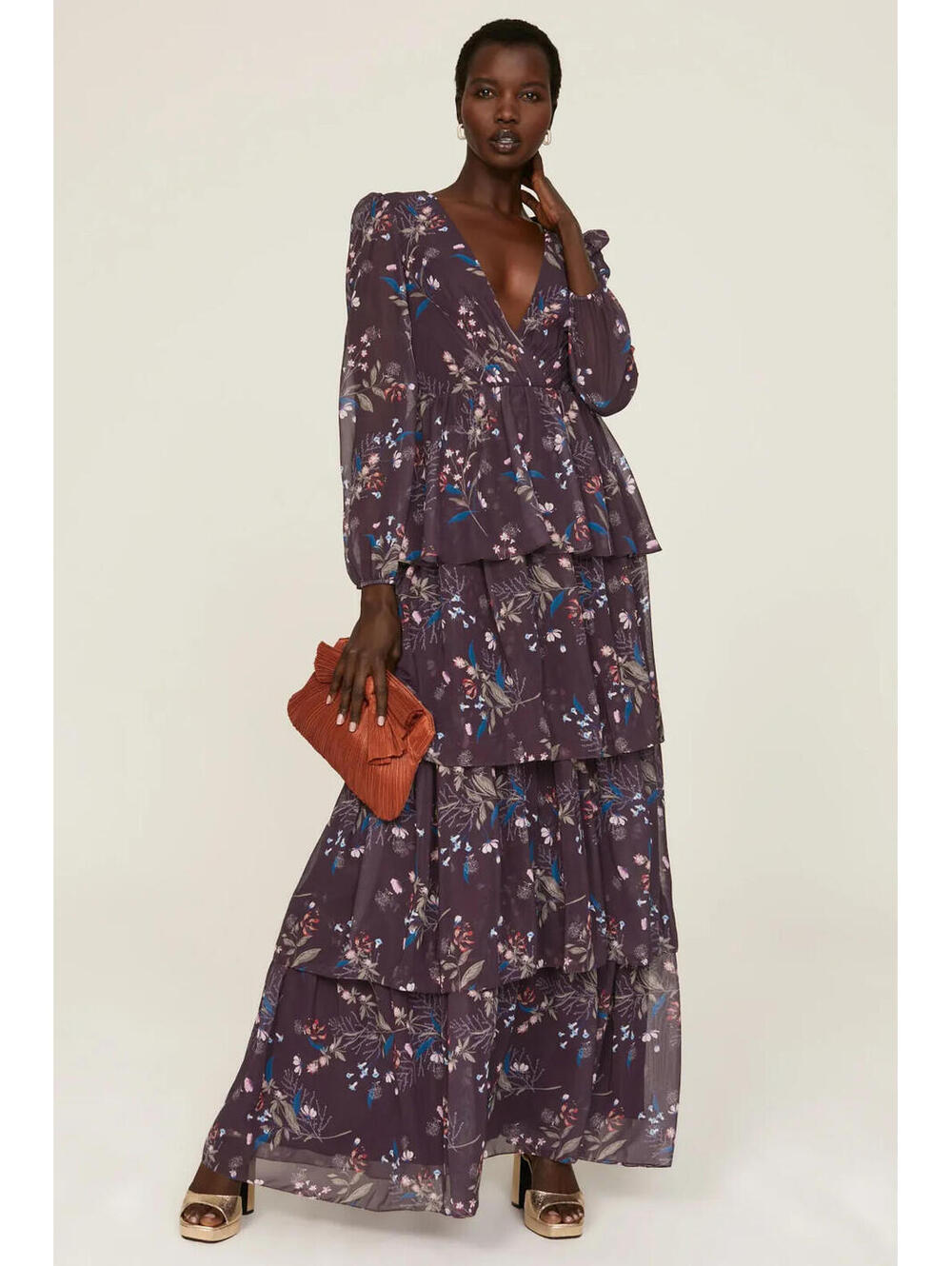 Ieena for Mac Duggal Floral Tiered Gown Size 2